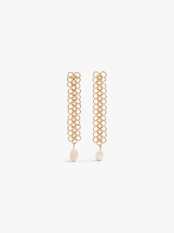 Earrings Hoops Intertwined With Freshwater Pearls 247965 — image 1