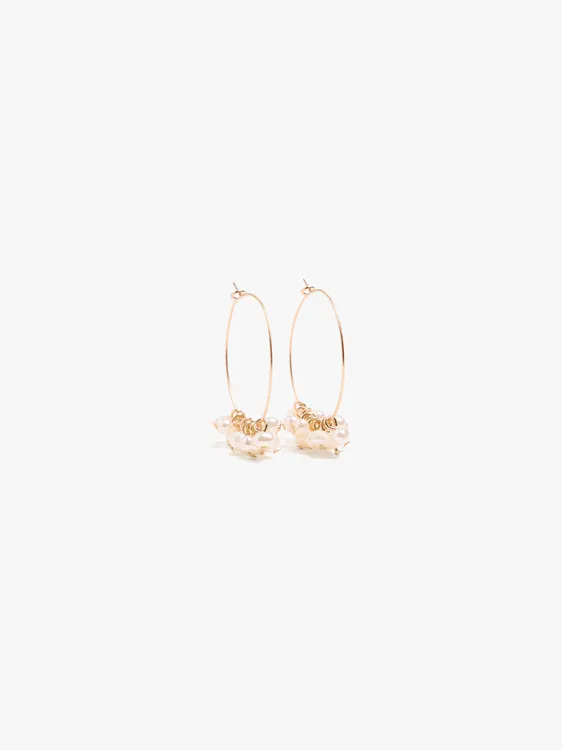 Thin Hoop Earrings With Pearls 247976 — image 1