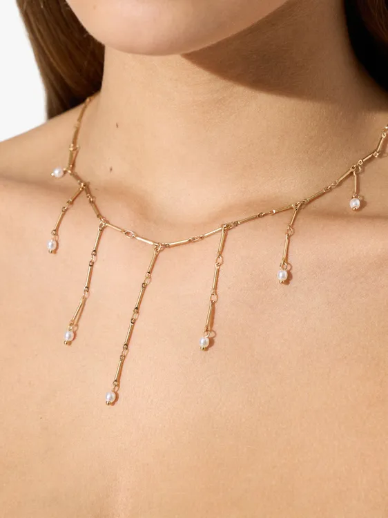 Short Necklace Bars With Pearls 247988 — image 2