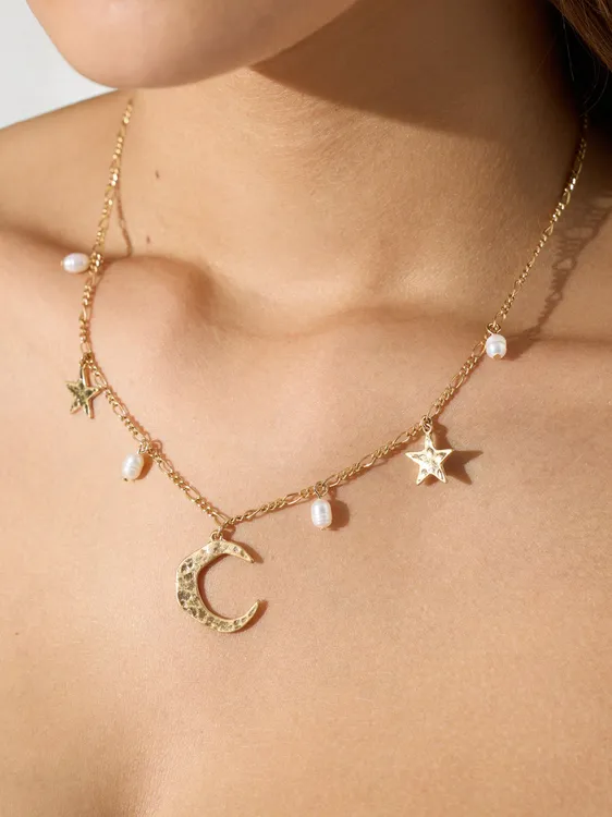 Necklace Moon And Stars With Freshwater Pearls 248006 — image 2