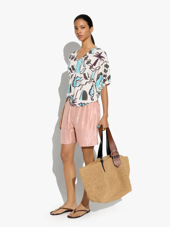 Printed blouse with V-neck 248461 — image 1