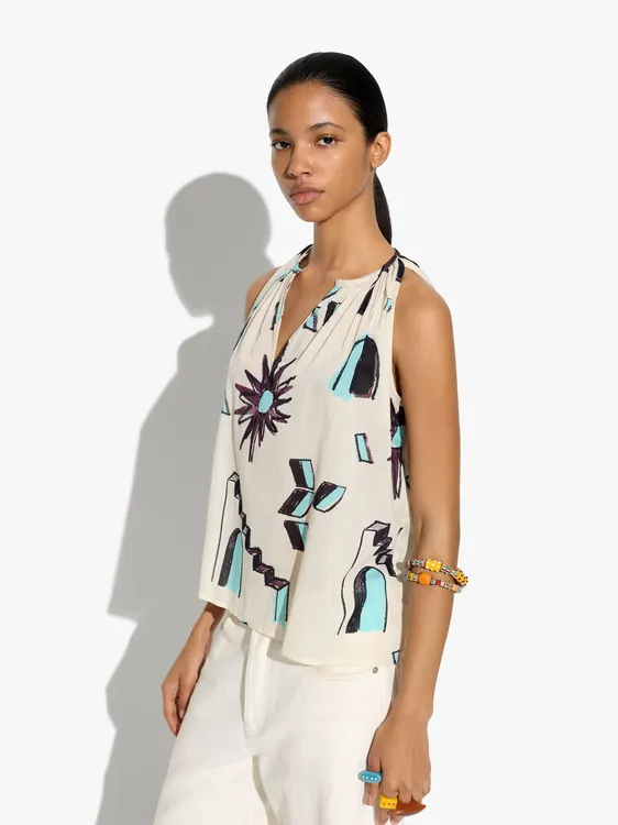 Top printed with mandarin collar 248473 — image 2