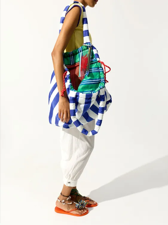 Reversible Nylon Shopper Bag With Stripes 248513 — image 3