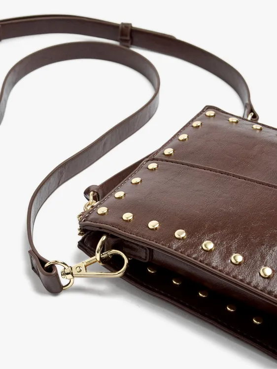 Elongated Crossbody Bag With Cracked Effect And Studs 248893 — image 3
