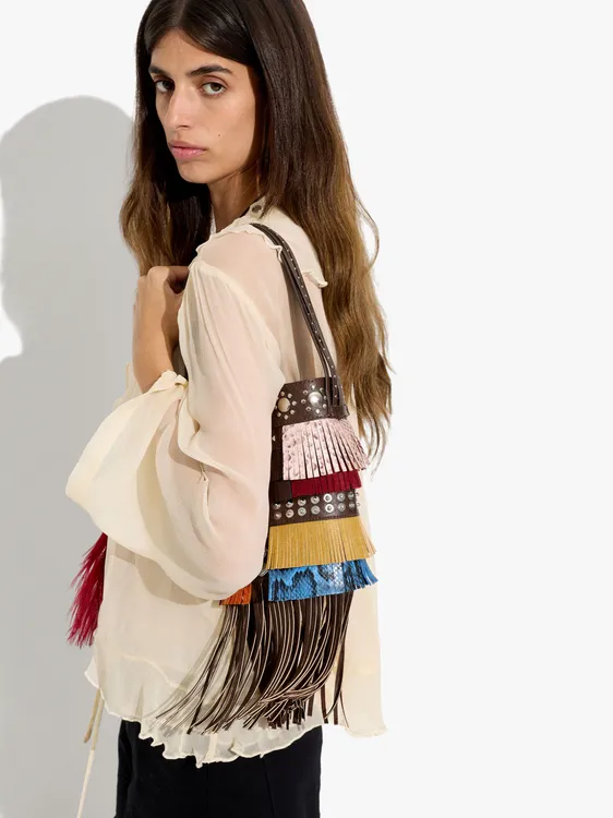 Crossbody Bag With Multicolor Fringes And Studs 248919 — image 3