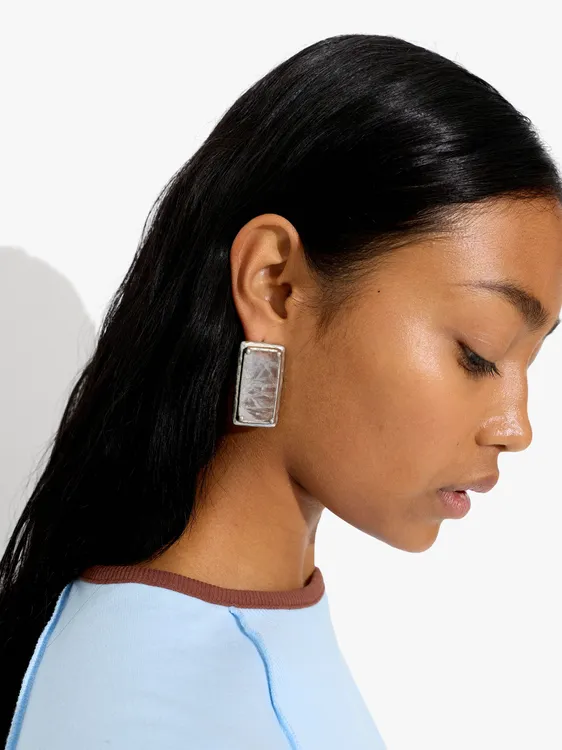 Rectangular Earrings With Stone 249053 — image 3