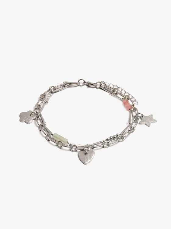 Double Ankle Bracelet With Charms And Stones 249067 — image 1