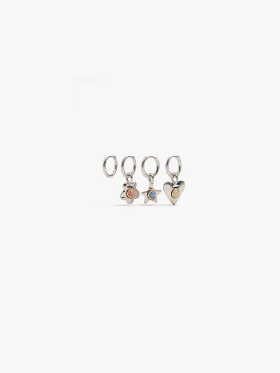 Set Of Hoop Earrings With Assorted Pendants 249070 — image 1