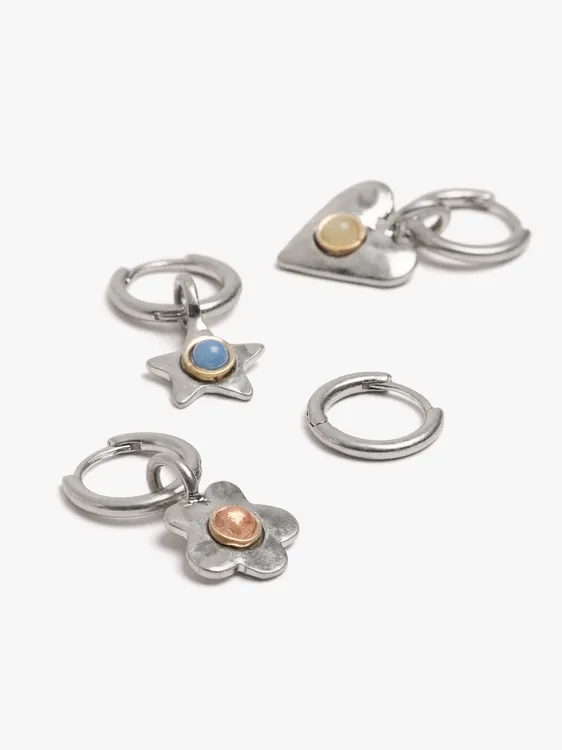 Set Of Hoop Earrings With Assorted Pendants 249070 — image 2