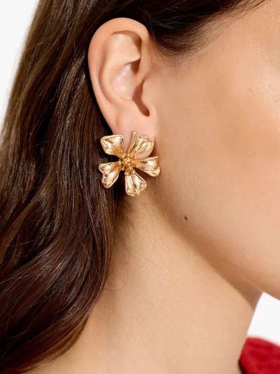 Maxi Flower Earrings With Embossed Detail 249909 — image 3