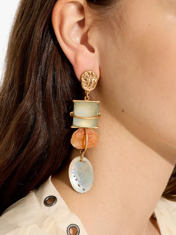 Asymmetric Long Earrings With Stones And Shells 249925 — image 3