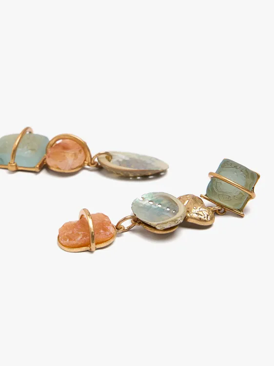 Asymmetric Long Earrings With Stones And Shells 249925 — image 2