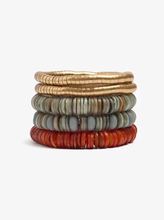 Set Of Elastic Bracelets With Shell Beads 249930 — image 1