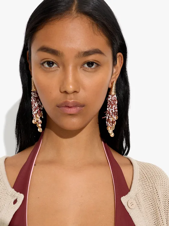 Cone Earrings With Fringes Of Beads 249945 — image 3