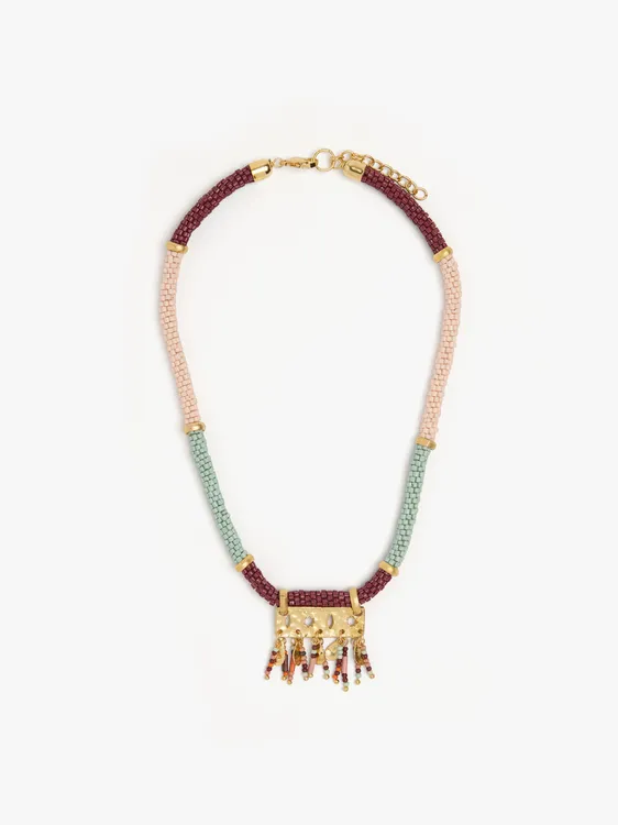 Tubular Necklace With Perforated Pendant Beads 250151 — image 1