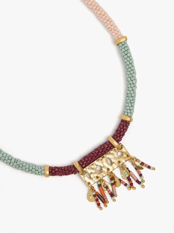Tubular Necklace With Perforated Pendant Beads 250151 — image 2