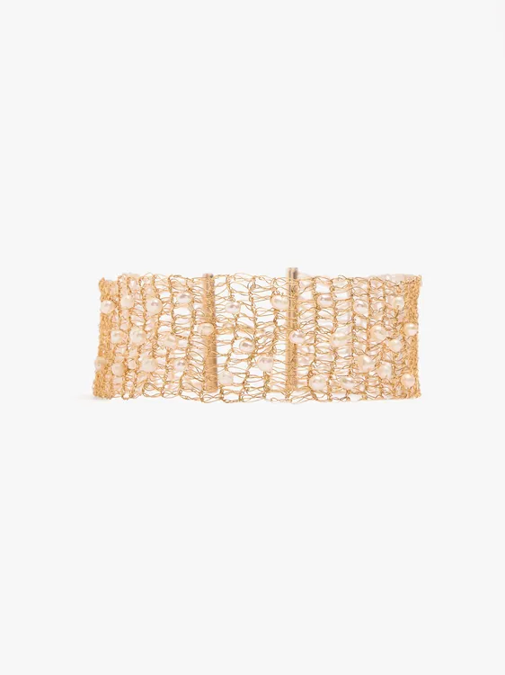 Choker With Metallic Mesh And Freshwater Pearls 250176 — image 1