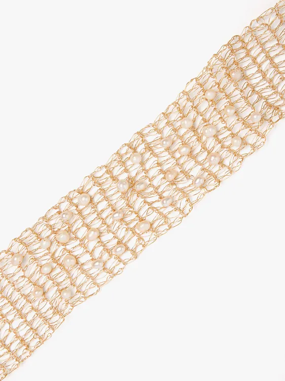 Choker With Metallic Mesh And Freshwater Pearls 250176 — image 2