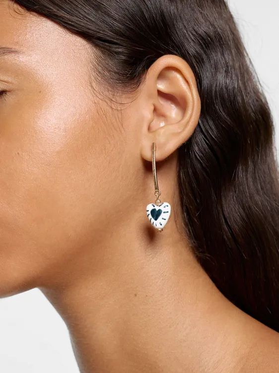 Bar Earrings With Ceramic Heart 250198 — image 3