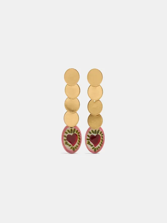 Long Earrings With Ceramic Heart 250200 — image 1