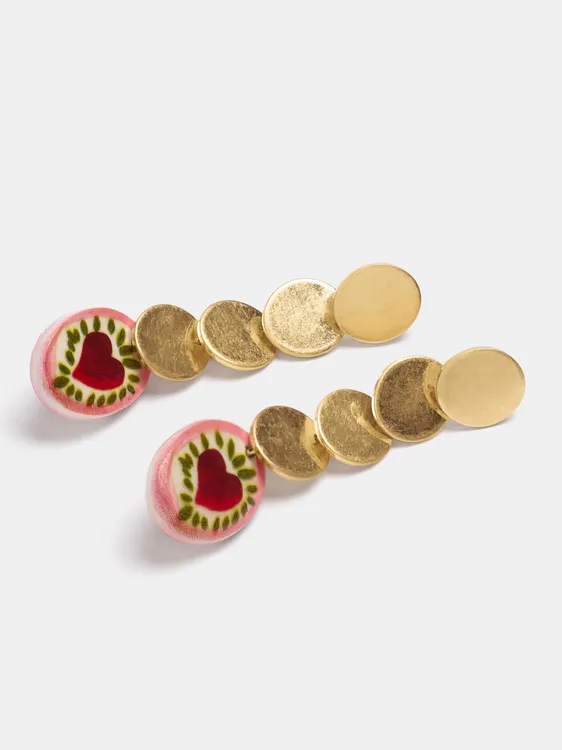Long Earrings With Ceramic Heart 250200 — image 2