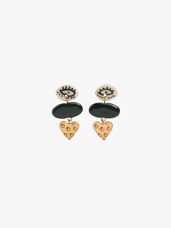 Long Earrings With Heart And Ceramic 250285 — image 1