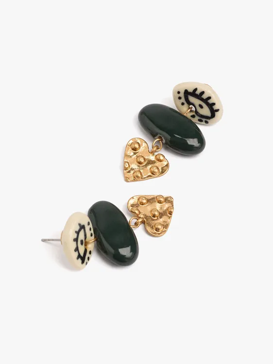 Long Earrings With Heart And Ceramic 250285 — image 2
