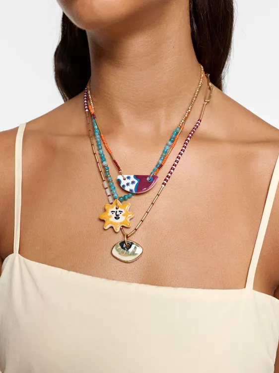Set Of Necklaces With Multicoloured Pendants 250287 — image 3