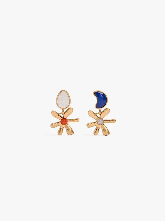 Asymmetric Earrings With Flower 250312 — image 1