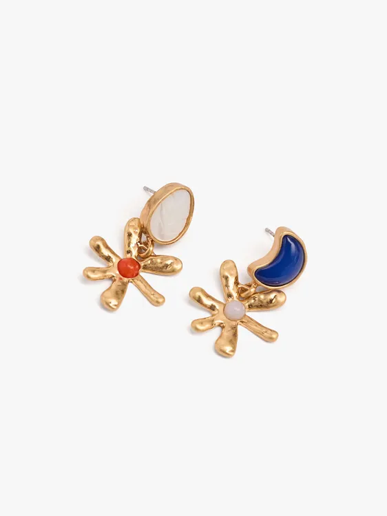 Asymmetric Earrings With Flower 250312 — image 2