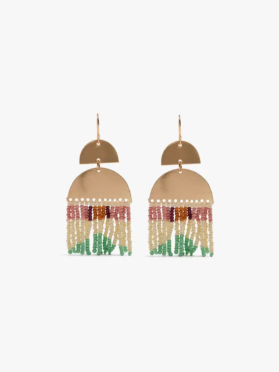 Earrings Semicircles Fringes With Beads 250348 — image 1