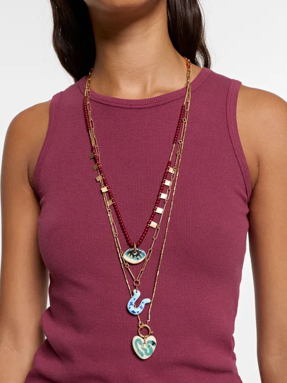 Set Of Three Necklaces With Ceramic Pendants 250399 — image 3