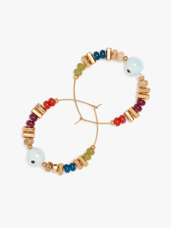 Thin Hoop With Ceramic Bead 250403 — image 2