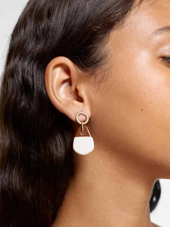 Oval Pendant Earrings With Ceramic 250405 — image 3