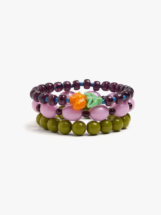 Set Of Elastic Bracelets With Flower Detail 250601 — image 1