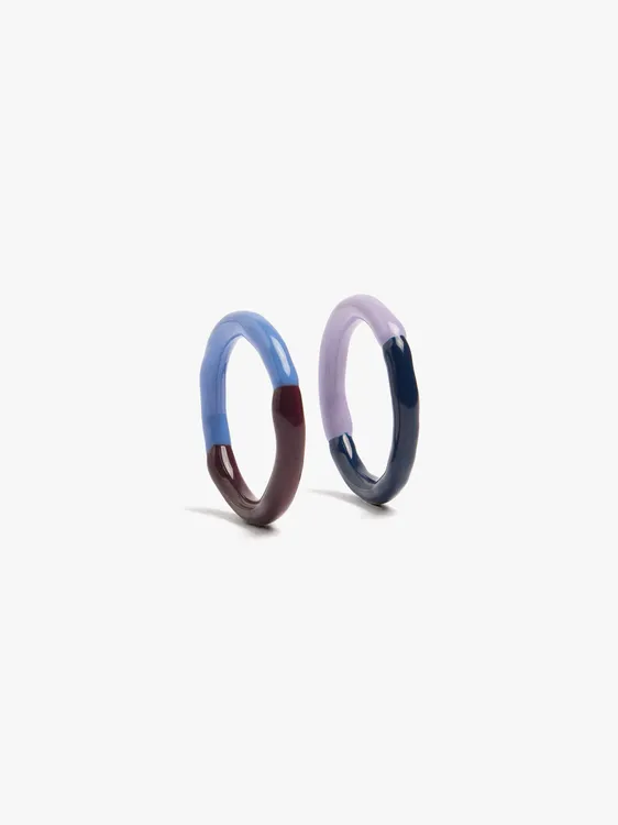 Set Of Bicolor Enamel Rings 250607 — image 2