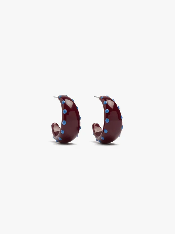 Open Resin Hoop Earrings With Polka Dots 250615 — image 1