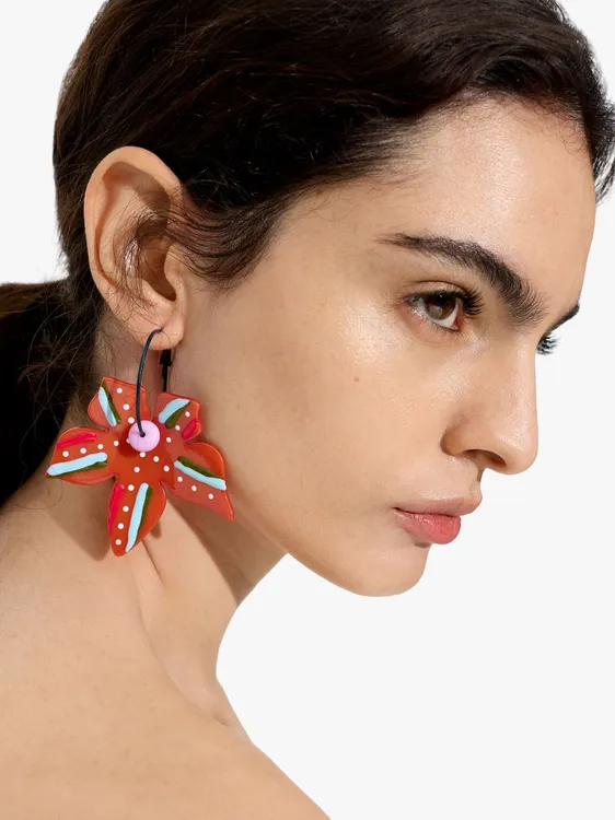 Hoop Earrings With Maxi Contrast Flowers 250620 — image 3