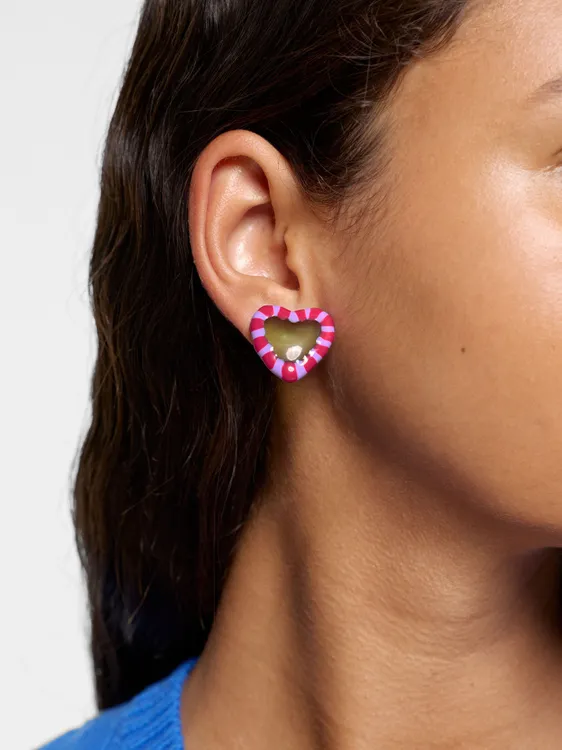 Heart Earrings With Enamel Border 250634 — image 3