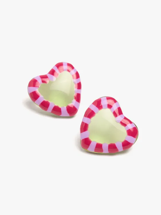 Heart Earrings With Enamel Border 250634 — image 2