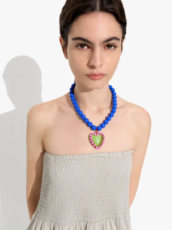 Heart Bead Necklace With Enamelled Border 250639 — image 3