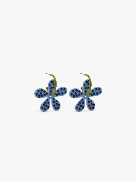Enamelled Hoop Earrings With Flower 250649 — image 1
