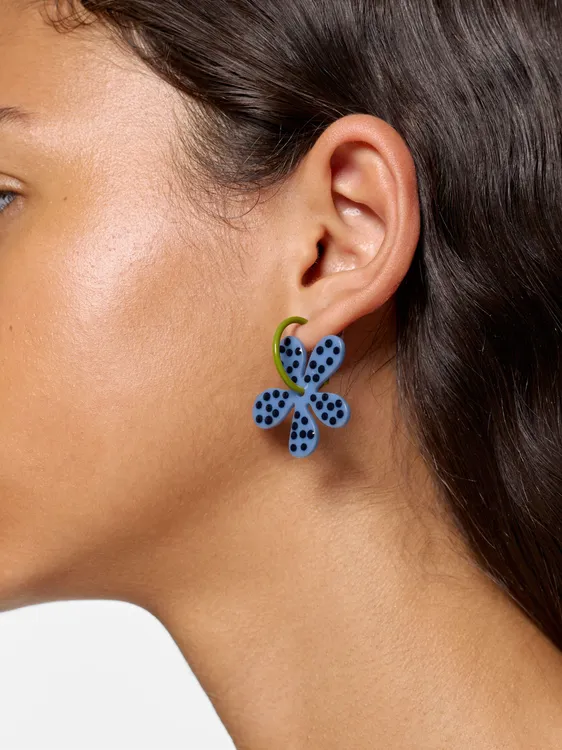 Enamelled Hoop Earrings With Flower 250649 — image 3
