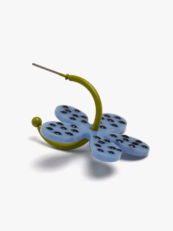 Enamelled Hoop Earrings With Flower 250649 — image 2