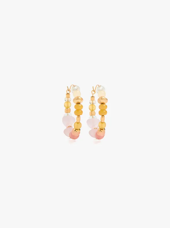 Hoop Earrings With Glass And Stone Beads 250763 — image 1