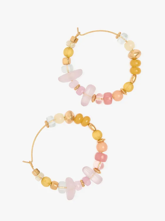 Hoop Earrings With Glass And Stone Beads 250763 — image 2