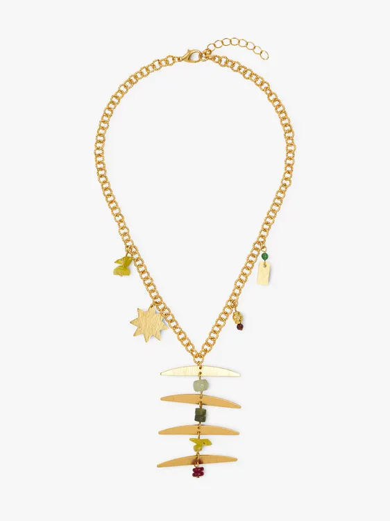 Necklace With Interlaced Hoops With Geometric Pendant 250771 — image 1