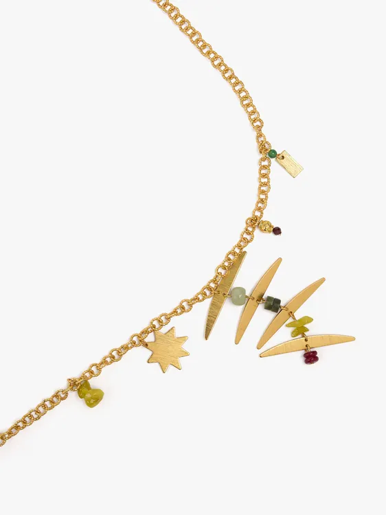 Necklace With Interlaced Hoops With Geometric Pendant 250771 — image 2