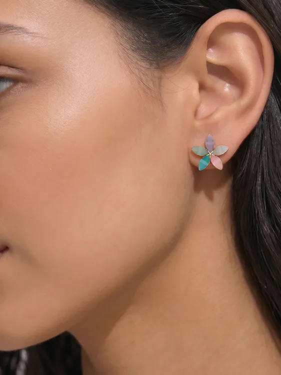 Multicolor Flower Earrings With Resin 250780 — image 3