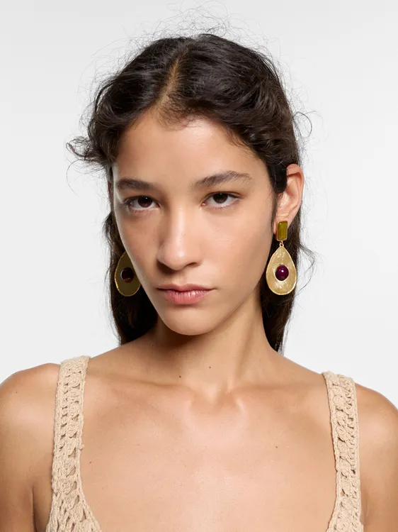 Teardrop Earrings With Stone 250812 — image 3